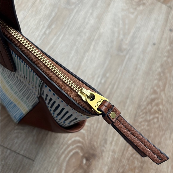 New! Fossil Mimi Shopper purse/tote, blue/green/brown multicolor stripe - Picture 15 of 15